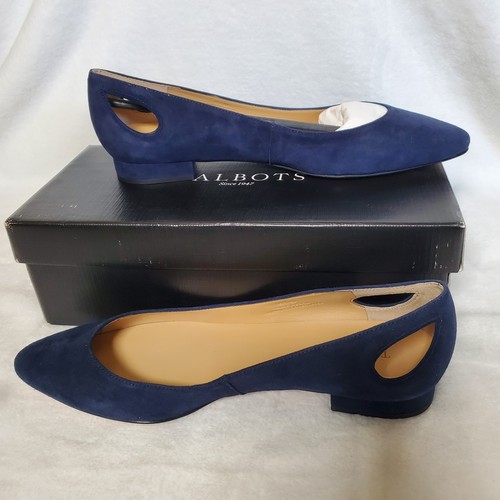 Talbots scamosciato indaco Edison tacco basso ritaglio nuovo con scatola taglia 9,5 M punta mandorla comfort - Foto 2 di 8