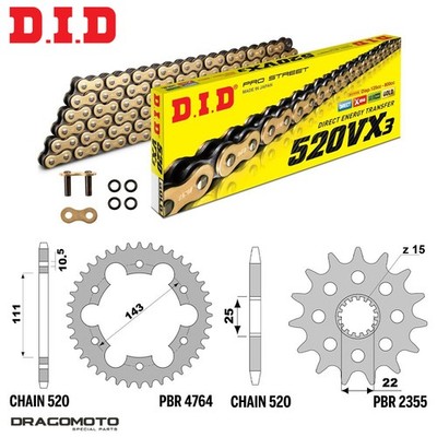 ROYAL ENFIELD METEOR 350 350 2021-2023 Kette Krone Ritzel Kit DID 520VX3 p...