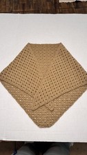 Handmade Crochet Triangle Shawl Or Poncho Earthy Tan Color