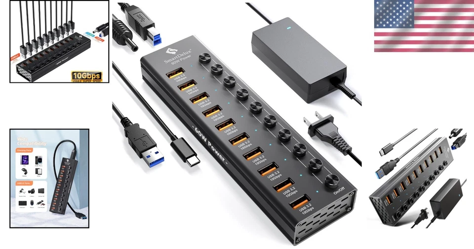 Multiport USB 3.2 Hub with Surge Protection - Image 2 of 4