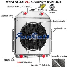 4 Core Radiatorshroud Fan For 1942-1952 46 Ford F2f1 F3 Flathead V8 Engine New