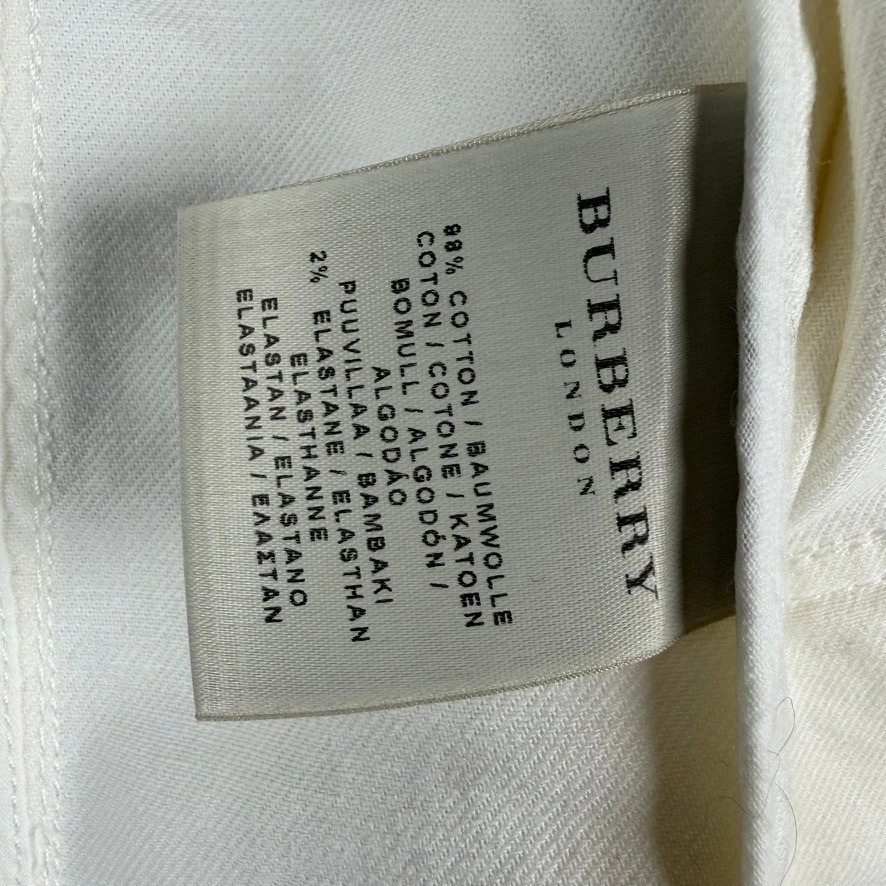Chaqueta Blazer Burberry London Mujer 6 Blanco Denim Nova Check Ribete Italia Lujo