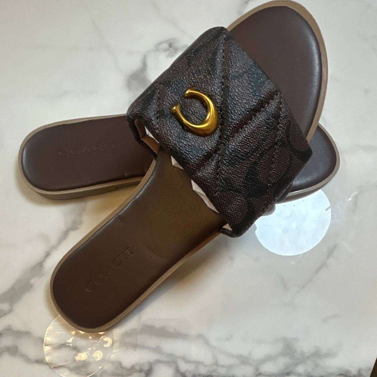 Coach Leather Upper Slide Sandals for Women for sale | eBay