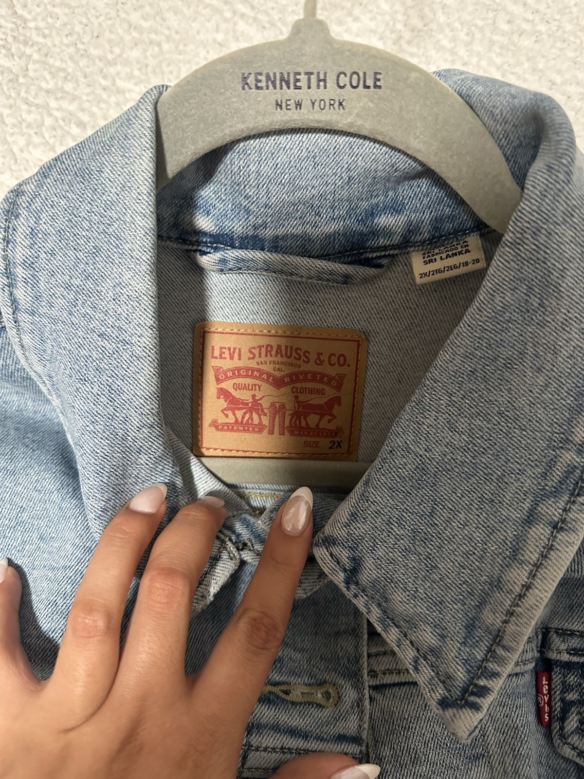 Levi's Women's Plus Size Light Blue Mid-Length Denim Jacket 