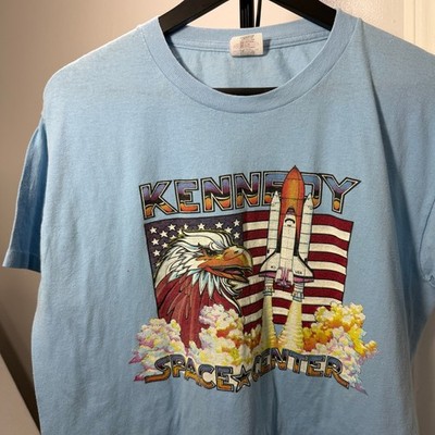 Vintage Kennedy Space Center Shirt Men's Extra Large Blue 80s Paper Thin Eagle