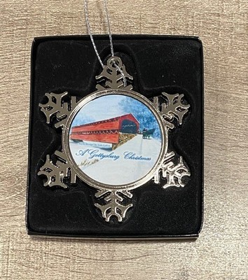 Sachs Covered Bridge Adams Co. PA Snowflake Metal Ornament
