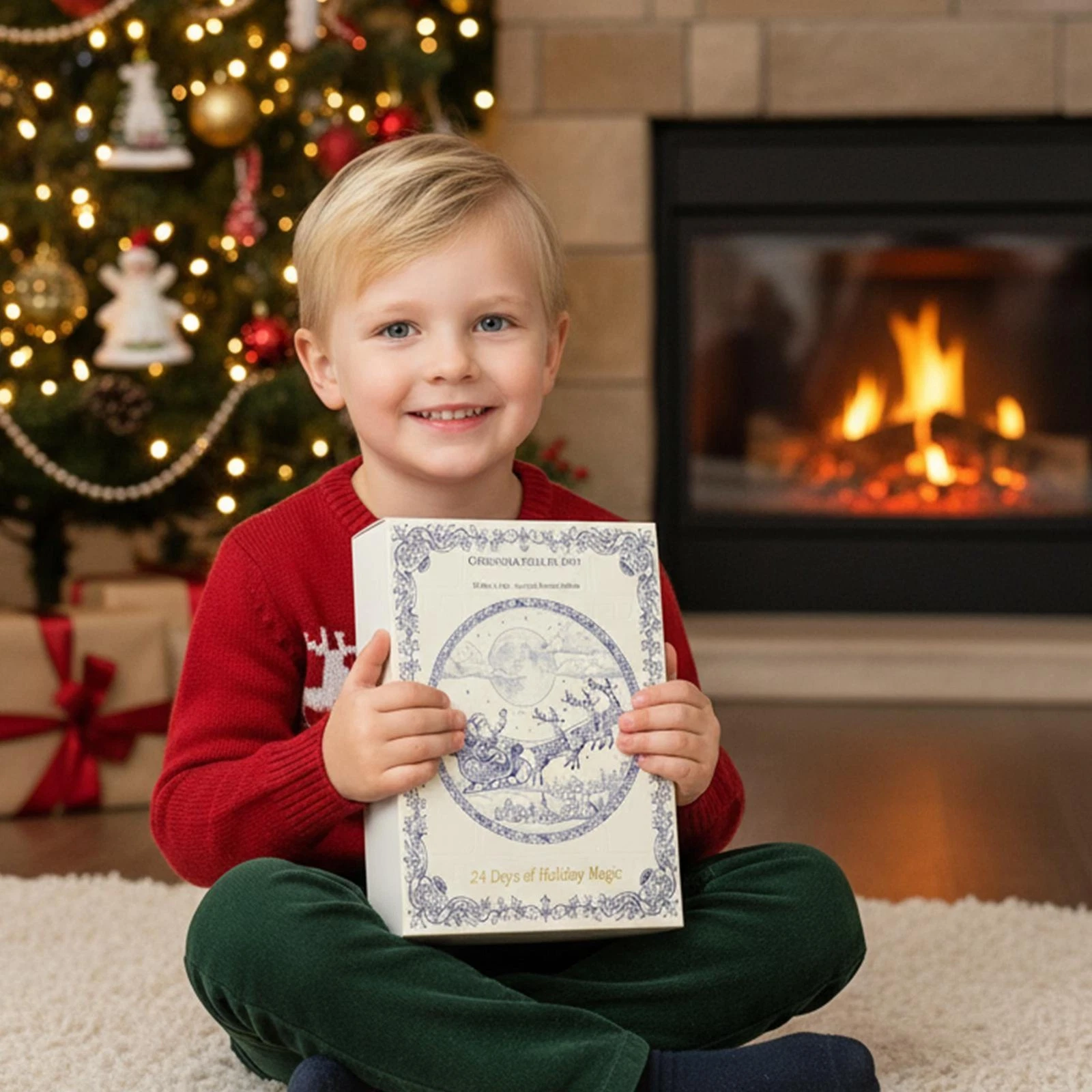 Christmas Advent Calendar 2d Acrylic Ornament 24 Days Porcelain Pattern Decor