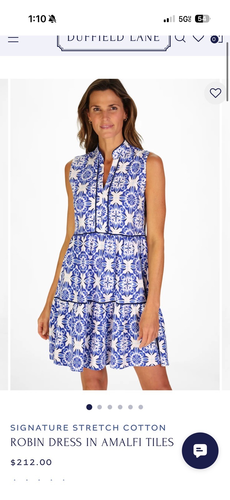Duffield Lane Robin Dress Amalfi blue white pattern medium
