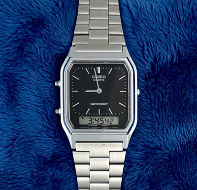 か*@様 CASIO AQ-230 Casio AQ-230 Black Dial Ana/Digi Alarm/Chrono/Dual Time Men's