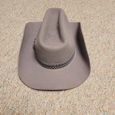 vintage LONGHORN BEAVER 3X fur felt 6 3/4 Grey COWBOY HAT western