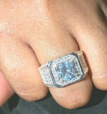 Herren Ehering 5 Karat Rund Laborgefertigt Diamant Weiß 925 Sterling Silber Ring