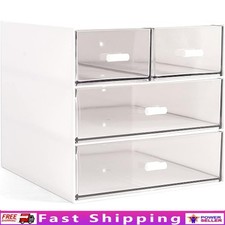 Makeup Organizer Storage Box W/ 4 Transparent Drawers Cosmetics Office Supplies