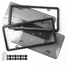 2X Unbreakable License Plate Covers+Frames Auto Tag Shield Protector Front Rear