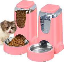 Automatic Cat Feeder and Water Dispenser with Stainless Steel Bowl Dog Gravity