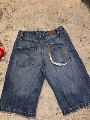 Vintage Roca Wear Men Jean Shorts Size 34W Blue Denim Y2K Hip Hop Baggy D015 18