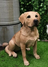 Large Realistic Lifelike Yellow Labrador Retriever Statue 21"H Golden Retriever