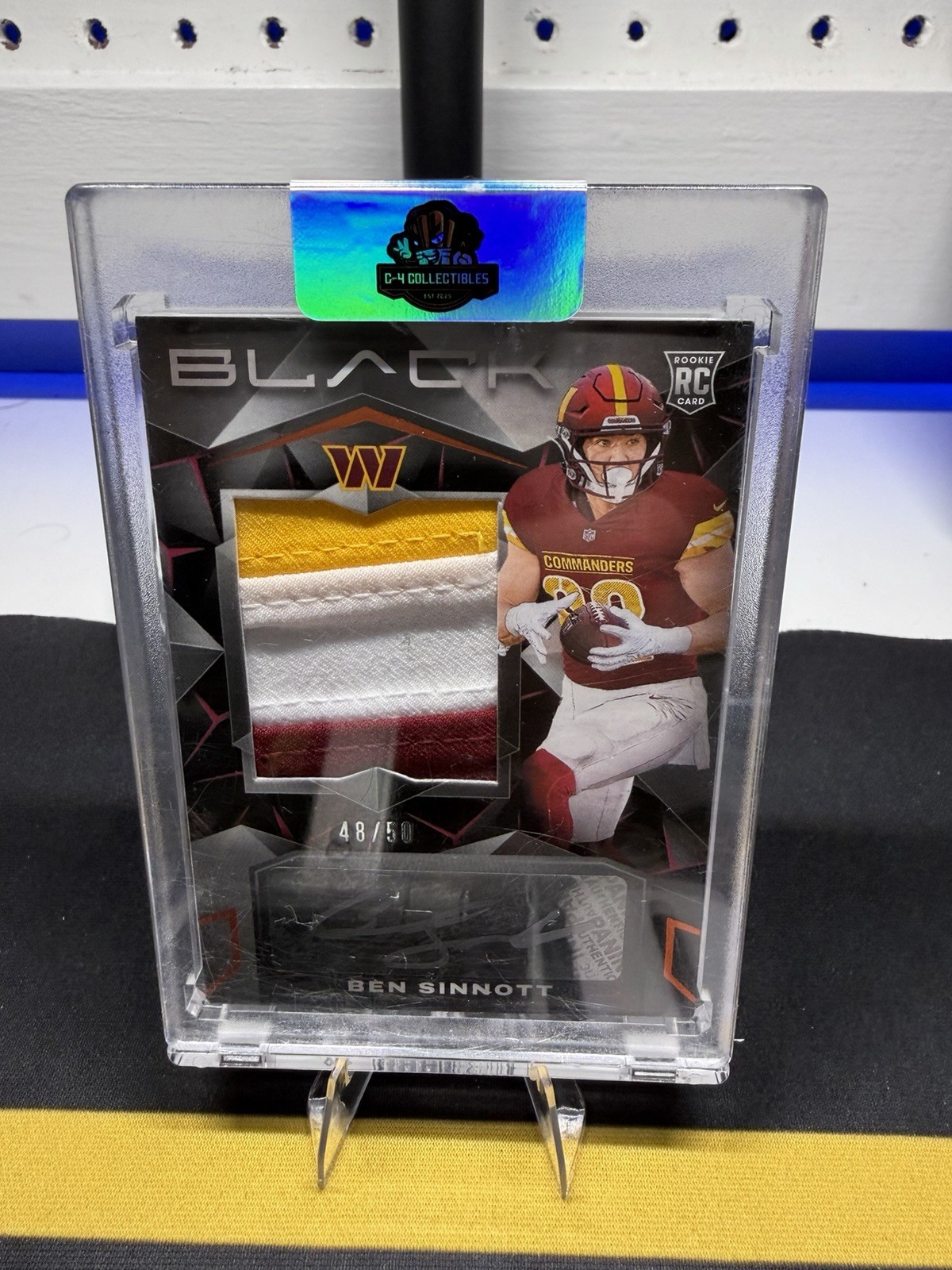 2024 Panini Black Rookie Patch Auto Ben Sinnott Commanders Citrine #237 /50