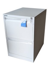 Bisley 2 Drawer Foolscap Size Metal Filing Cabinet Home & Office WHITE with Keys