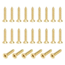 24 Pcs Solid Brass Wood Screws M4 x 25mm Flat Head Self-Tapping Wood Screw