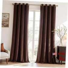Coffee Velvet Blackout Curtains 84 Inches Long 52"W x 84"L Pack of 2 Brown