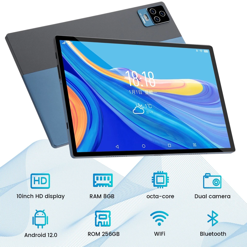 10 inch Tablet Ultra Big Android 256GB Storage 8GB RAM IPS Bundle Keyboard Case - Image 4 of 4