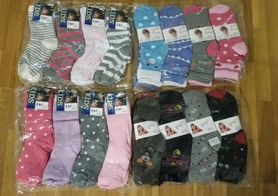 SALE ! 12 PAAR KINDER SOCKEN MÄDCHEN verschiedene Größe FARBEN MOTIVE Baumwolle