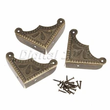 12X Vintage Bronze Tone Metal Decorative Corner Bracket for Chest Case Box Gift