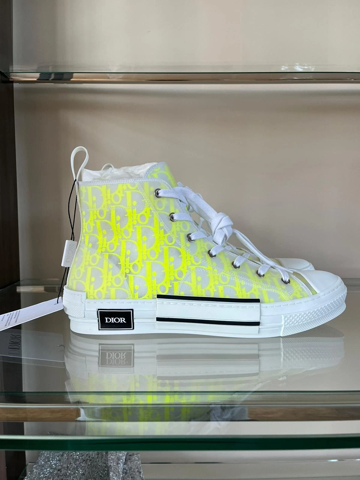Dior Homme, haut oblique B23 en jaune & blanc, neuf dans sa boîte 46