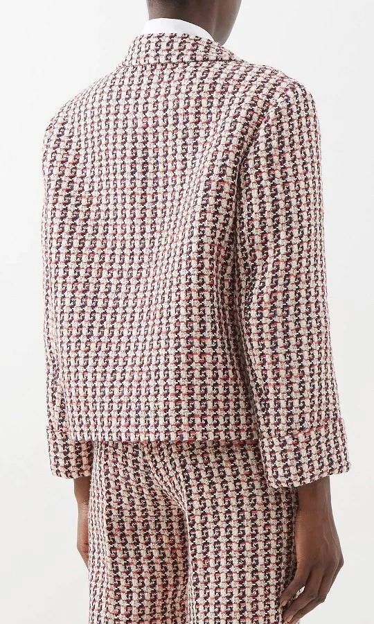 GUCCI 695091 9376 Giacca Blazer Lurex Tweed Corto Boxy Doppio Rosso It38 XS It40 S