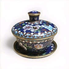 Cloisonn&eacute; Teeschalen, Blumen, Asien, emailliert | Porzellan | &Oslash; 10 cm