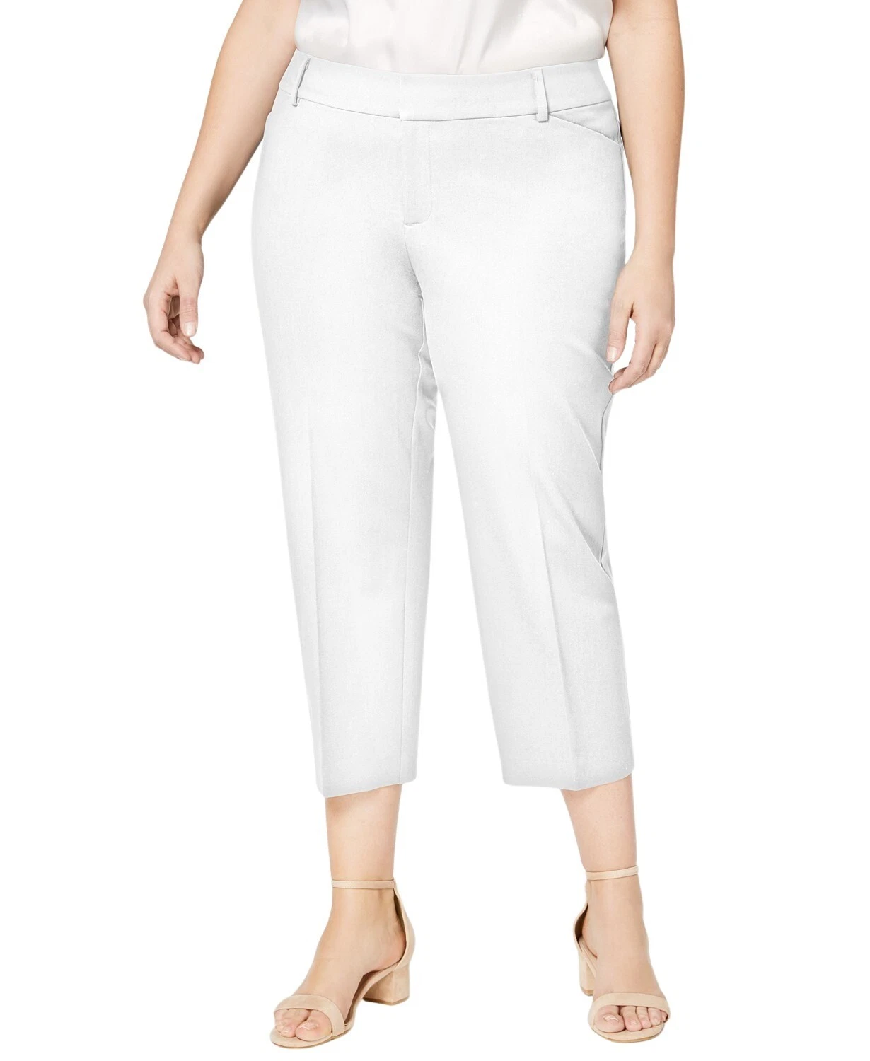 Charter Club Women White Newport Slim Leg Cropped Unlined Pants Plus 20W 4967