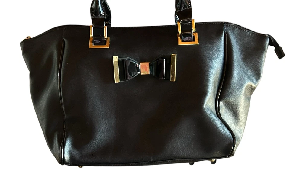 Женская сумочка Lulu By Lulu Guinness черная с бантом наплечная сумка с двойными ручками - Изображение 2 из 4