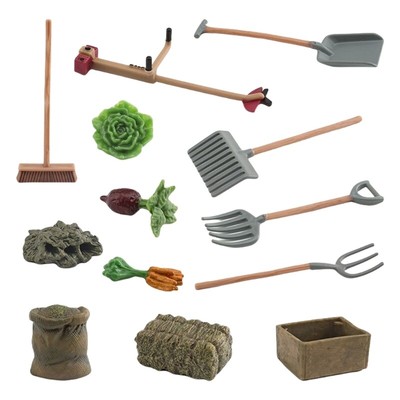 Mini Farm Landscape Set 13Pcs Vegetable Figurines Shovel Rakes For Dollhouses