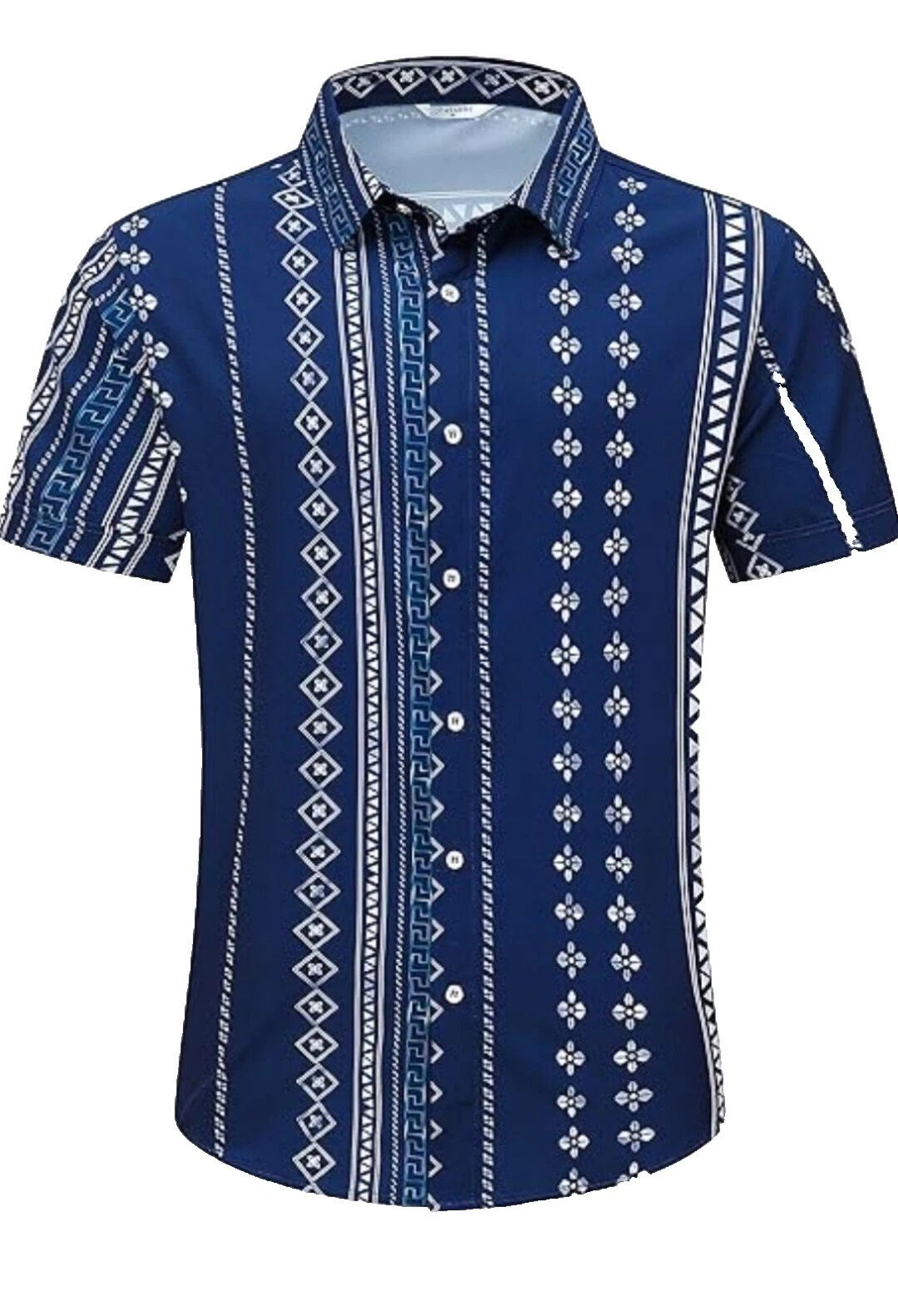 Camisas para hombre aztecas geométricas de ajuste regular informales abotonadas