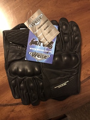 Weise Vagos 3XL Motorcycle Motorbike Leather Gloves Black Made In UK Never Worn!