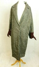 River Island Black Herringbone Check Tie Cuff Coat 10 Uk Rrp £115 Cr094 Gg 05