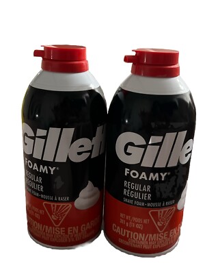 2 Gillette Foamy Regular Shaving Cream 11 oz Men Beard Manscaping Grooming