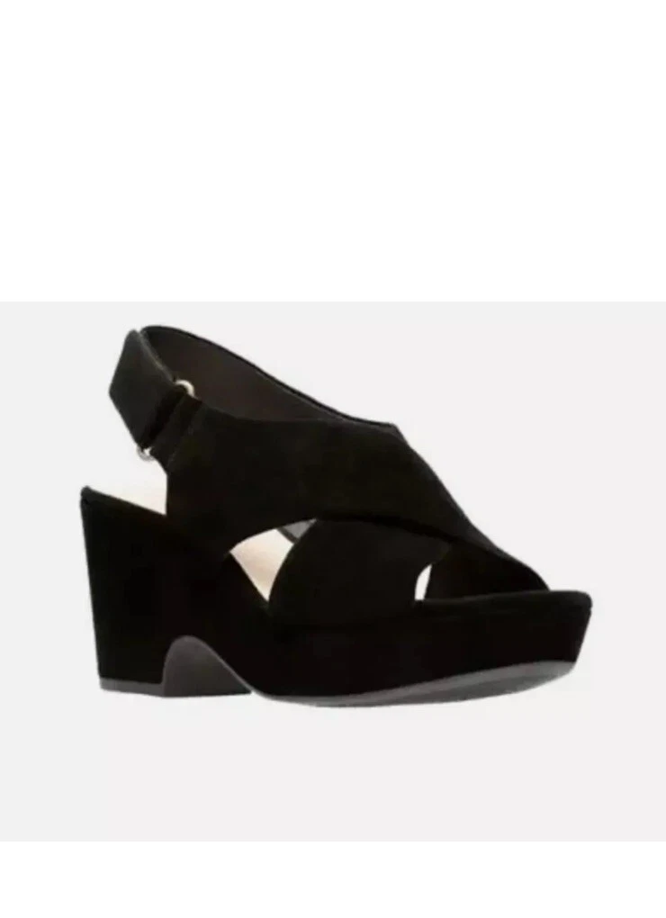 CLARKS MARITSA LARA SANDALI DONNA NERI SCAMOSCIATI PELLE UK TAGLIA 7 D EU 41