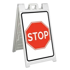 STOP SIGN Signicade 24x36 Aframe Sidewalk Sign Banner Decal ROAD WARNING