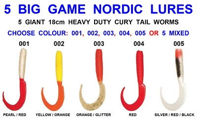 5 RIESIGE 18cm CURLY TAIL MADENWÜRMER WEICHKÖDER GELEE KÖDER BARSCH DORSCH SEELACHS HECHT