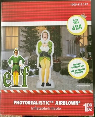 Gemmy 6 ft. Pre-lit Inflatable Excited Buddy the Elf Airblown Christmas Warner