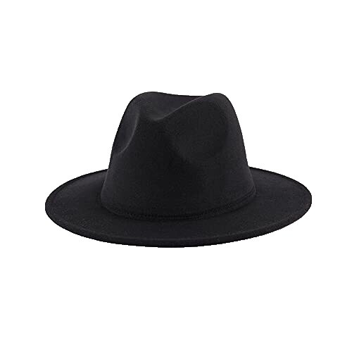 August Hat Co Black Wool Packable Gold Chain Band Fedora Hat  display picture 3