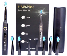 HAUSPRO Sonic Electric Toothbrush Black 8 heads 5 Modes Rechargeable USB NEW UK