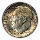 1960 10c Roosevelt Silver Dime - UNC - Luster - Toning - SKU-Y4600