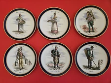 Set of 6 Metiers du Vieux Paris  ECHT COBALT 7.5" Plates Germany