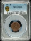 1914 D Lincoln Wheat Cent PCGS VF-35 BN