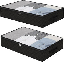 Black Underbed Storage Bags with Clear Window and 2 Reinforced Handles Under Bed