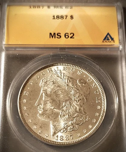1887 MORGAN SILVER DOLLAR ** ANACS MS 62 **  PROBLEM FREE COIN  (7640)