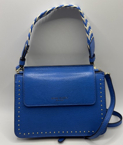 Henri Bendel Stanton Studded Crossbody Bag Electric Blue With Woven Handle