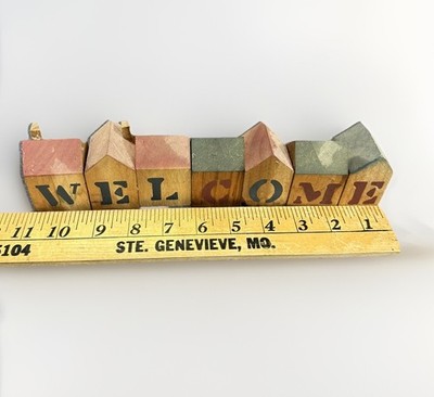 Wooden Blocks WELCOME Houses Country Farmhouse Rustic Vintage